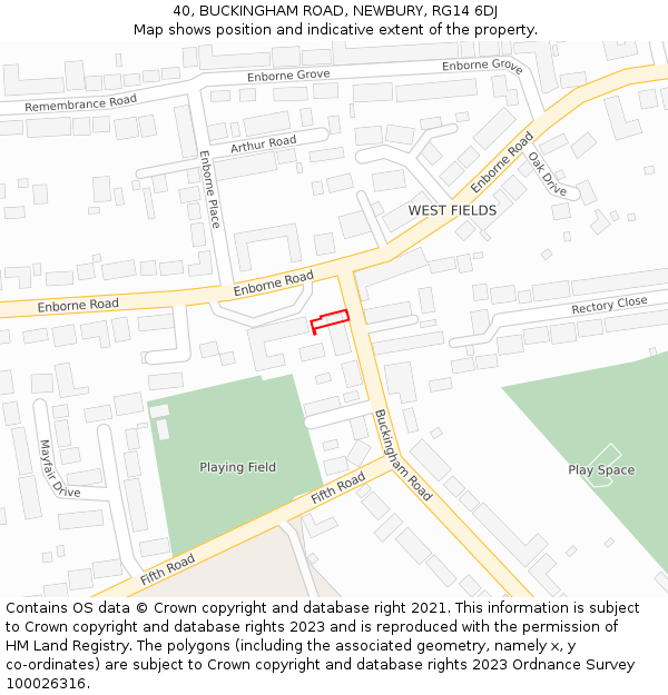 40, BUCKINGHAM ROAD, NEWBURY, RG14 6DJ: Location map and indicative extent of plot