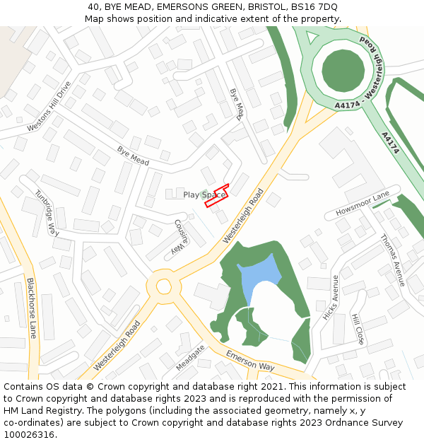 40, BYE MEAD, EMERSONS GREEN, BRISTOL, BS16 7DQ: Location map and indicative extent of plot