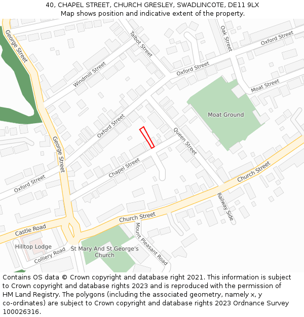 40, CHAPEL STREET, CHURCH GRESLEY, SWADLINCOTE, DE11 9LX: Location map and indicative extent of plot