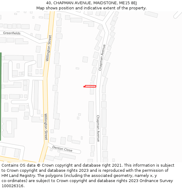 40, CHAPMAN AVENUE, MAIDSTONE, ME15 8EJ: Location map and indicative extent of plot