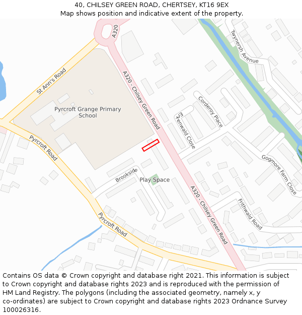 40, CHILSEY GREEN ROAD, CHERTSEY, KT16 9EX: Location map and indicative extent of plot