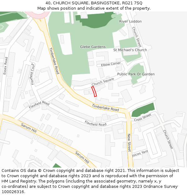 40, CHURCH SQUARE, BASINGSTOKE, RG21 7SQ: Location map and indicative extent of plot