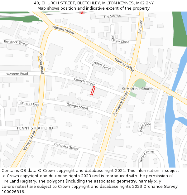 40, CHURCH STREET, BLETCHLEY, MILTON KEYNES, MK2 2NY: Location map and indicative extent of plot