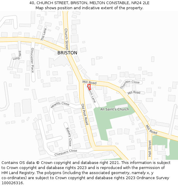 40, CHURCH STREET, BRISTON, MELTON CONSTABLE, NR24 2LE: Location map and indicative extent of plot