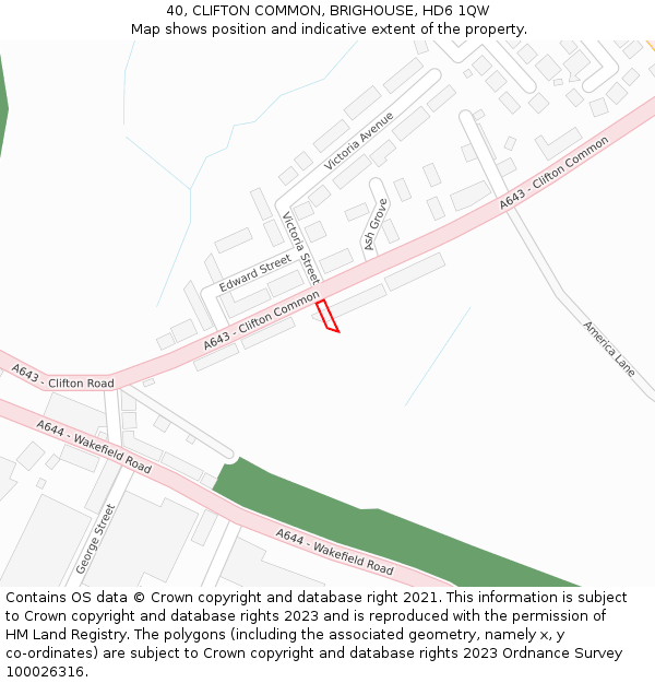 40, CLIFTON COMMON, BRIGHOUSE, HD6 1QW: Location map and indicative extent of plot