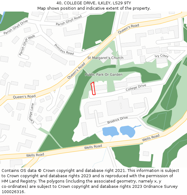 40, COLLEGE DRIVE, ILKLEY, LS29 9TY: Location map and indicative extent of plot