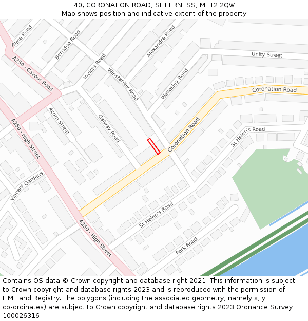 40, CORONATION ROAD, SHEERNESS, ME12 2QW: Location map and indicative extent of plot