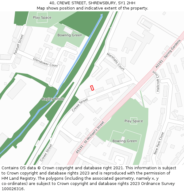 40, CREWE STREET, SHREWSBURY, SY1 2HH: Location map and indicative extent of plot