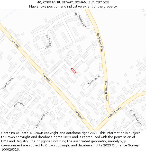 40, CYPRIAN RUST WAY, SOHAM, ELY, CB7 5ZE: Location map and indicative extent of plot