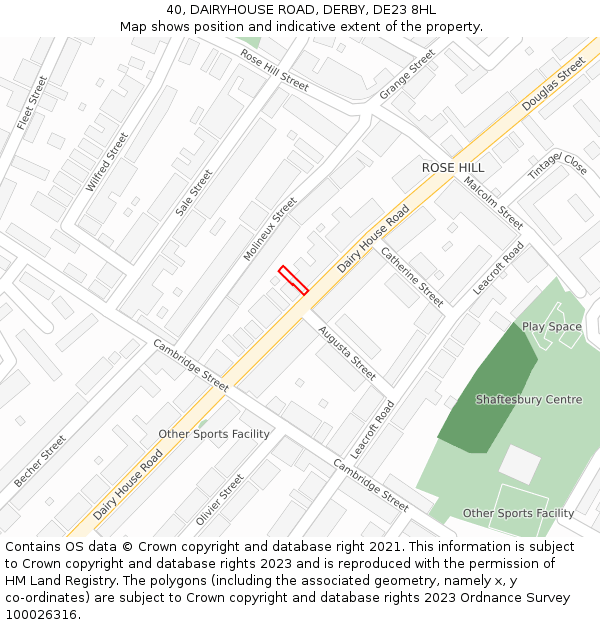 40, DAIRYHOUSE ROAD, DERBY, DE23 8HL: Location map and indicative extent of plot