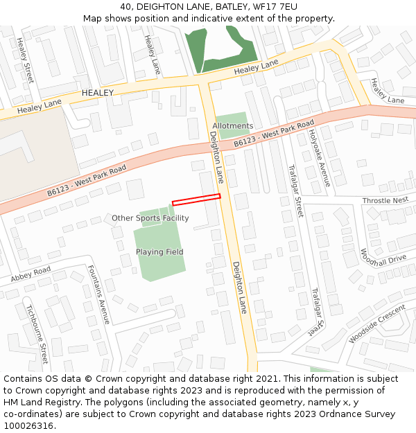 40, DEIGHTON LANE, BATLEY, WF17 7EU: Location map and indicative extent of plot