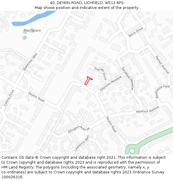 40, DEYKIN ROAD, LICHFIELD, WS13 6PS: Location map and indicative extent of plot