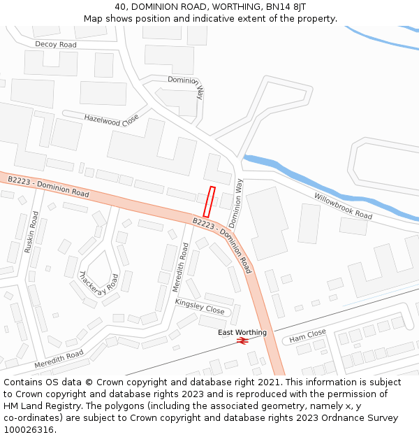 40, DOMINION ROAD, WORTHING, BN14 8JT: Location map and indicative extent of plot