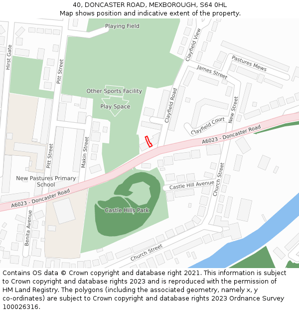 40, DONCASTER ROAD, MEXBOROUGH, S64 0HL: Location map and indicative extent of plot