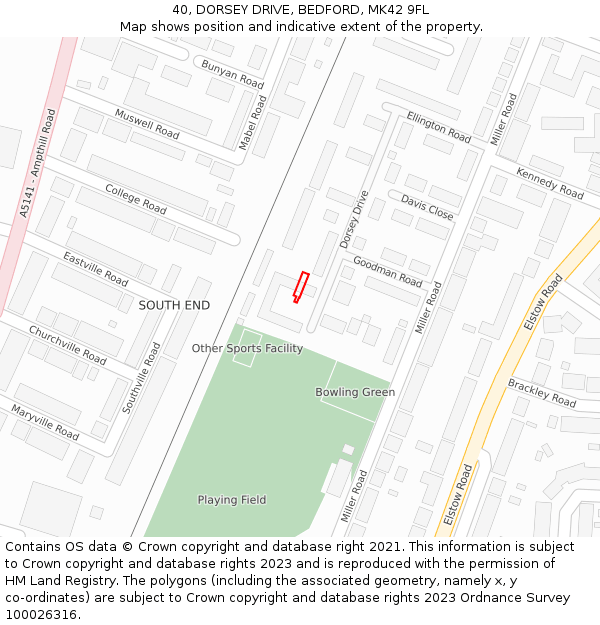 40, DORSEY DRIVE, BEDFORD, MK42 9FL: Location map and indicative extent of plot