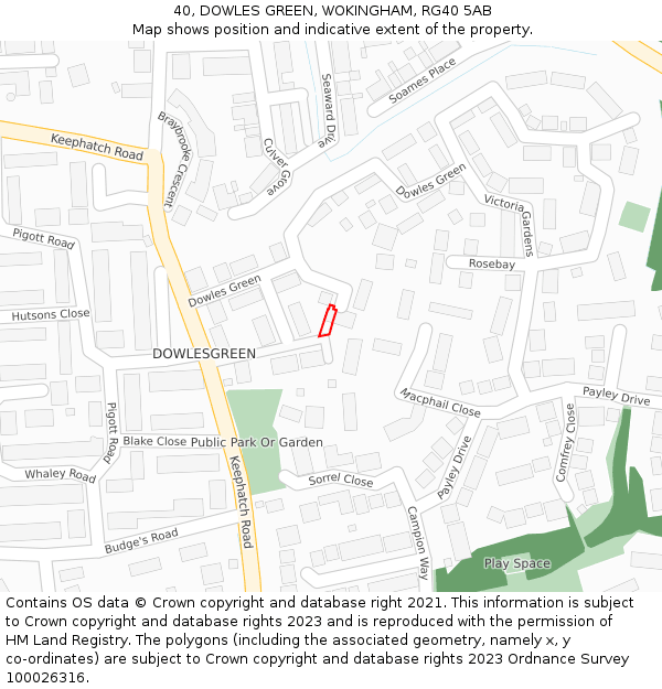 40, DOWLES GREEN, WOKINGHAM, RG40 5AB: Location map and indicative extent of plot