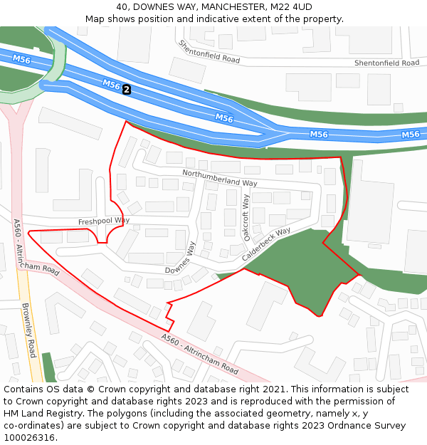 40, DOWNES WAY, MANCHESTER, M22 4UD: Location map and indicative extent of plot