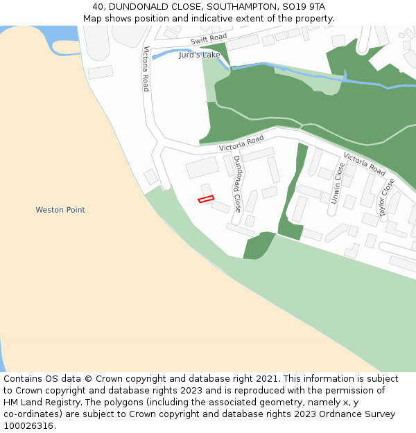 40, DUNDONALD CLOSE, SOUTHAMPTON, SO19 9TA: Location map and indicative extent of plot