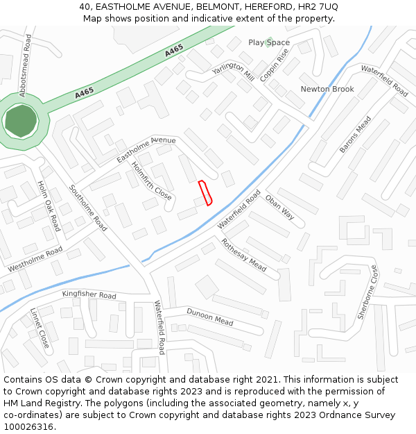 40, EASTHOLME AVENUE, BELMONT, HEREFORD, HR2 7UQ: Location map and indicative extent of plot