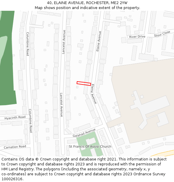 40, ELAINE AVENUE, ROCHESTER, ME2 2YW: Location map and indicative extent of plot