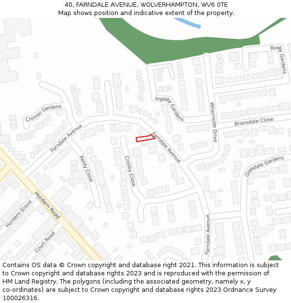 40, FARNDALE AVENUE, WOLVERHAMPTON, WV6 0TE: Location map and indicative extent of plot