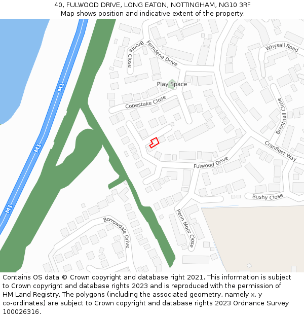 40, FULWOOD DRIVE, LONG EATON, NOTTINGHAM, NG10 3RF: Location map and indicative extent of plot