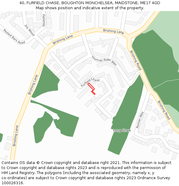 40, FURFIELD CHASE, BOUGHTON MONCHELSEA, MAIDSTONE, ME17 4GD: Location map and indicative extent of plot