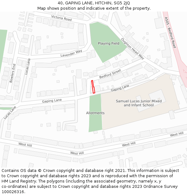 40, GAPING LANE, HITCHIN, SG5 2JQ: Location map and indicative extent of plot