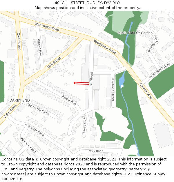 40, GILL STREET, DUDLEY, DY2 9LQ: Location map and indicative extent of plot