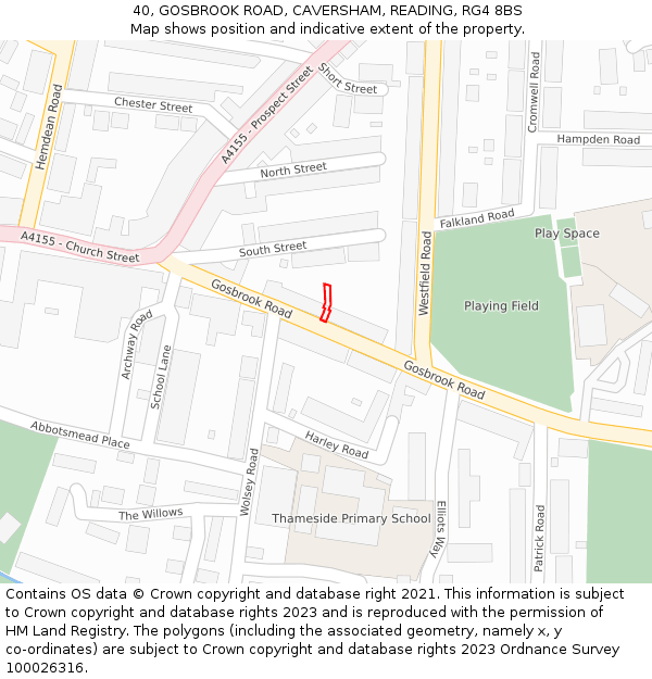 40, GOSBROOK ROAD, CAVERSHAM, READING, RG4 8BS: Location map and indicative extent of plot