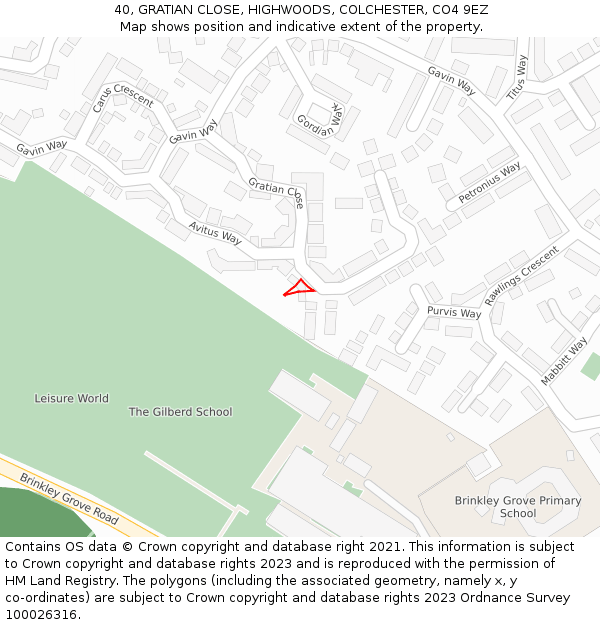 40, GRATIAN CLOSE, HIGHWOODS, COLCHESTER, CO4 9EZ: Location map and indicative extent of plot
