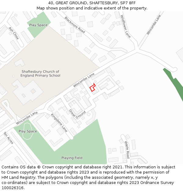 40, GREAT GROUND, SHAFTESBURY, SP7 8FF: Location map and indicative extent of plot