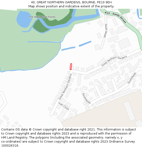 40, GREAT NORTHERN GARDENS, BOURNE, PE10 9EH: Location map and indicative extent of plot