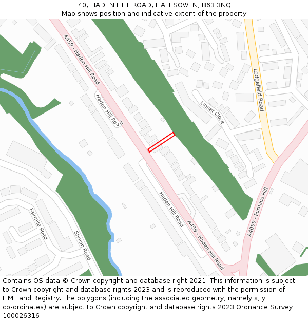 40, HADEN HILL ROAD, HALESOWEN, B63 3NQ: Location map and indicative extent of plot