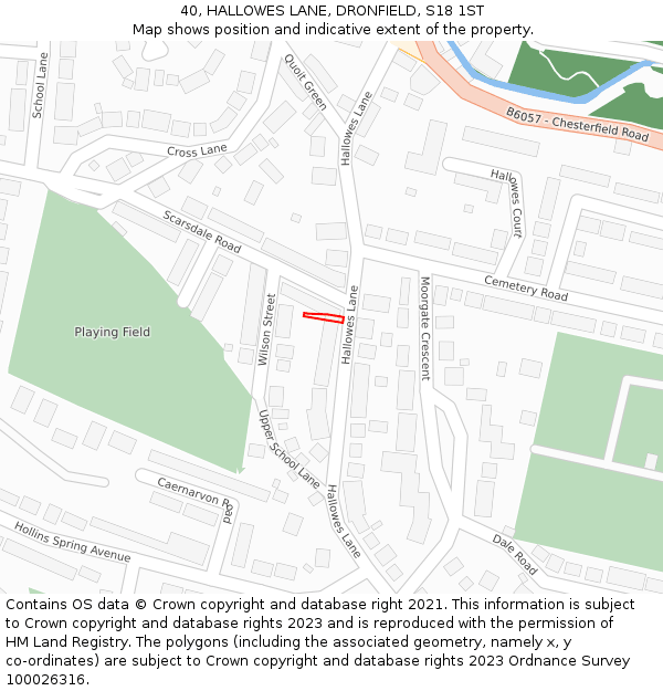 40, HALLOWES LANE, DRONFIELD, S18 1ST: Location map and indicative extent of plot