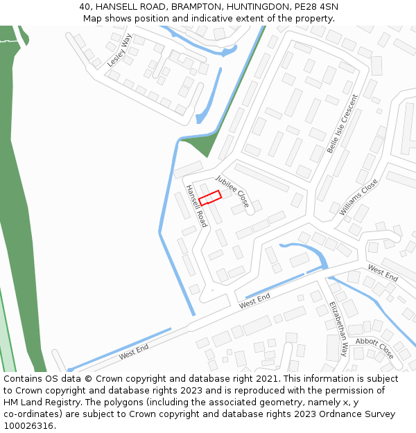 40, HANSELL ROAD, BRAMPTON, HUNTINGDON, PE28 4SN: Location map and indicative extent of plot