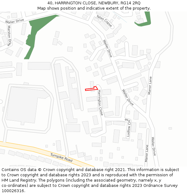 40, HARRINGTON CLOSE, NEWBURY, RG14 2RQ: Location map and indicative extent of plot