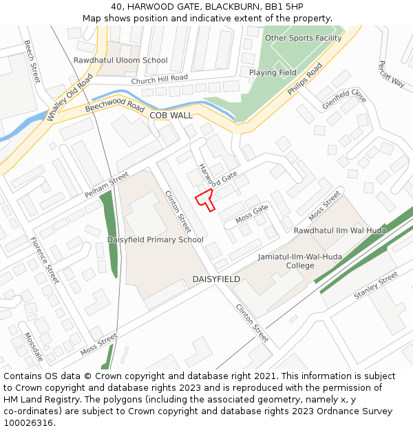 40, HARWOOD GATE, BLACKBURN, BB1 5HP: Location map and indicative extent of plot
