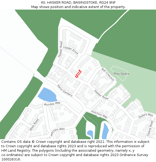 40, HASKER ROAD, BASINGSTOKE, RG24 9NF: Location map and indicative extent of plot
