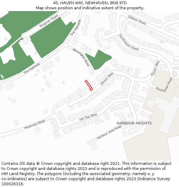 40, HAVEN WAY, NEWHAVEN, BN9 9TD: Location map and indicative extent of plot