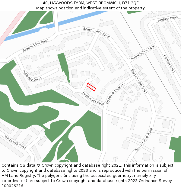 40, HAYWOODS FARM, WEST BROMWICH, B71 3QE: Location map and indicative extent of plot