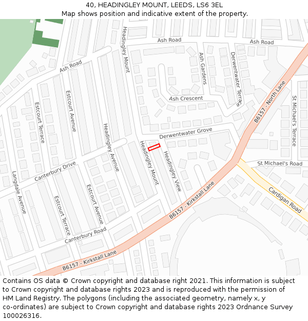 40, HEADINGLEY MOUNT, LEEDS, LS6 3EL: Location map and indicative extent of plot