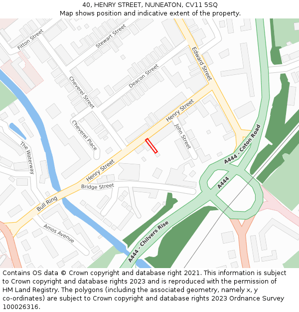 40, HENRY STREET, NUNEATON, CV11 5SQ: Location map and indicative extent of plot