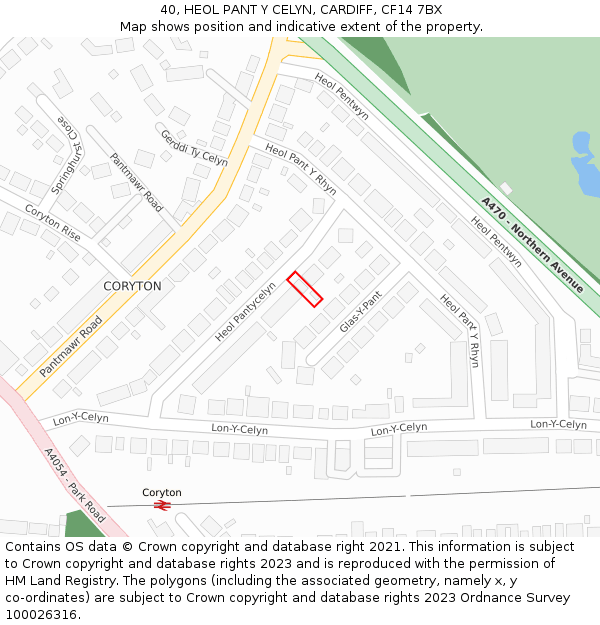 40, HEOL PANT Y CELYN, CARDIFF, CF14 7BX: Location map and indicative extent of plot