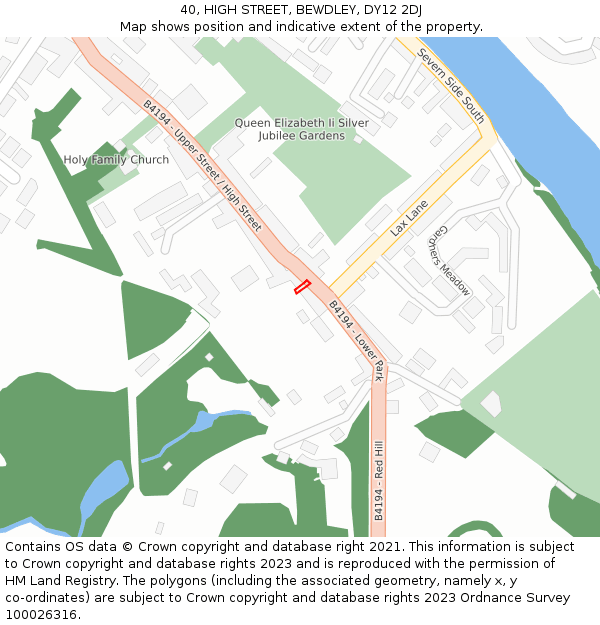 40, HIGH STREET, BEWDLEY, DY12 2DJ: Location map and indicative extent of plot
