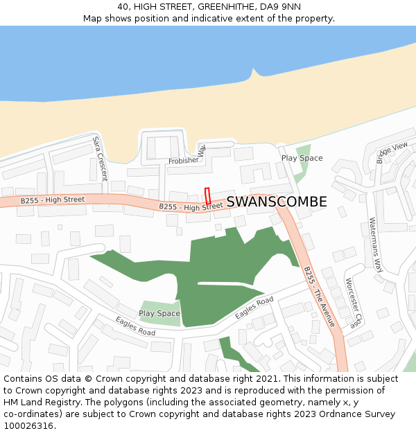 40, HIGH STREET, GREENHITHE, DA9 9NN: Location map and indicative extent of plot