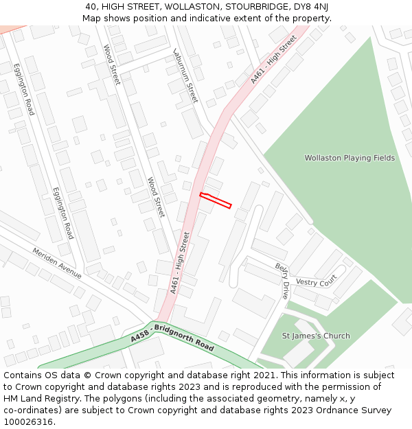40, HIGH STREET, WOLLASTON, STOURBRIDGE, DY8 4NJ: Location map and indicative extent of plot