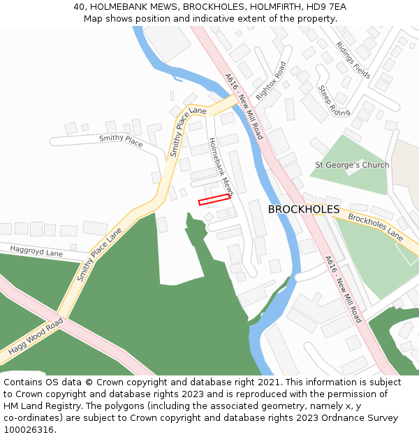 40, HOLMEBANK MEWS, BROCKHOLES, HOLMFIRTH, HD9 7EA: Location map and indicative extent of plot