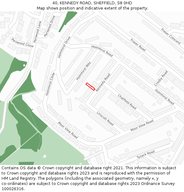 40, KENNEDY ROAD, SHEFFIELD, S8 0HD: Location map and indicative extent of plot
