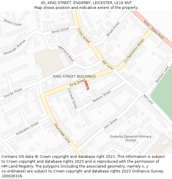 40, KING STREET, ENDERBY, LEICESTER, LE19 4NT: Location map and indicative extent of plot